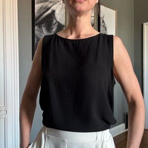 Eileen Fisher Black Sleeveless Silk Blouse
